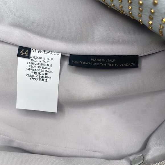 Versace Leather MIDI Skirt Runway Edition Oyster Color Gold Embellishment - Picture 9 of 13